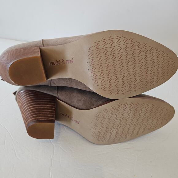 Violet & Red Jackson Lazer Cut Topline Bootie Taupe Women 9 Boho Western Neutral - Picture 6 of 9